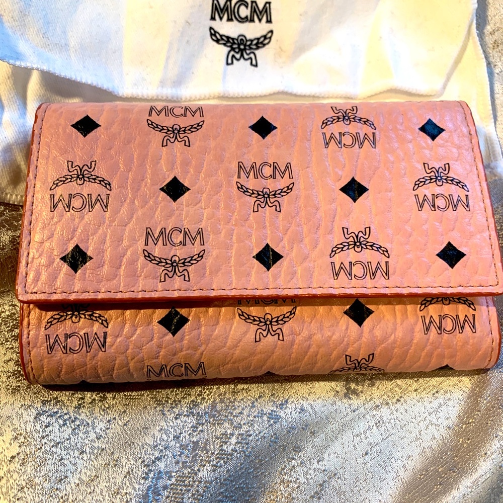 *SOLD* MCM Flap Wallet in Pink Visetos and Leather